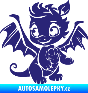 Samolepka Dragon 054 levá roztomilý dráček střední modrá