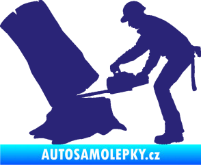 Samolepka Dřevorubec 003 levá střední modrá