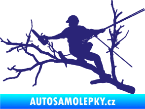 Samolepka Dřevorubec 006 levá prořezání ve výškách střední modrá