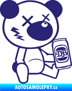 Samolepka Drunk bear 002 pravá medvěd s plechovkou střední modrá