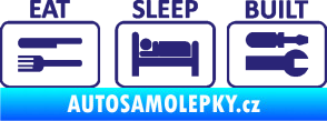 Samolepka Eat sleep built not bought střední modrá