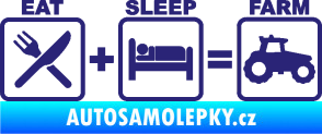 Samolepka Eat sleep farm střední modrá