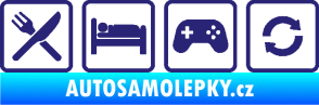 Samolepka Eat sleep game repeat hrát počítačové hry střední modrá