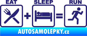 Samolepka Eat sleep run střední modrá