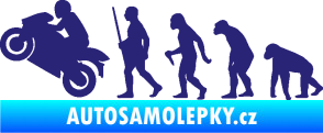 Samolepka Evoluce 004 levá motorkář střední modrá