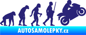 Samolepka Evoluce 004 pravá motorkář střední modrá