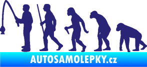Samolepka Evoluce 005 rybář levá střední modrá