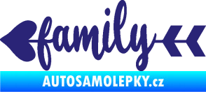 Samolepka Family 003 nápis se šípem střední modrá