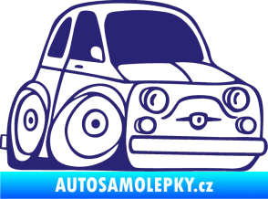 Samolepka Fiat 500 karikatura pravá střední modrá