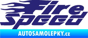 Samolepka Fire speed nápis s plameny střední modrá