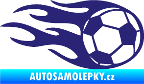 Samolepka Fotbalový míč 004 pravá v plamenech střední modrá