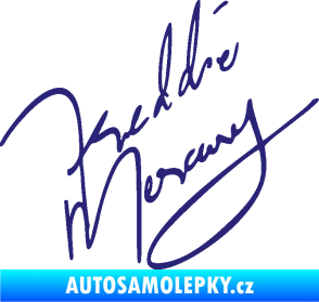Samolepka Fredie Mercury podpis střední modrá