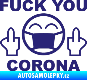 Samolepka Fuck you corona střední modrá