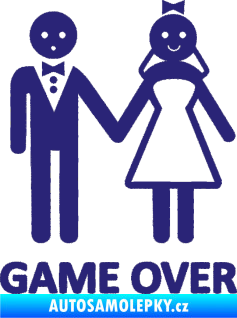 Samolepka Game over varianta svatba střední modrá