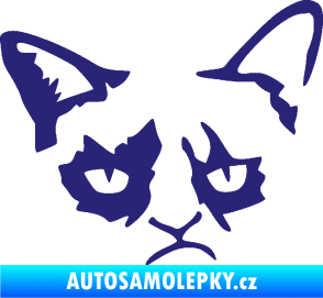 Samolepka Grumpy cat 001 pravá střední modrá