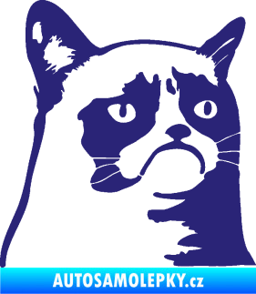 Samolepka Grumpy cat 002 pravá střední modrá