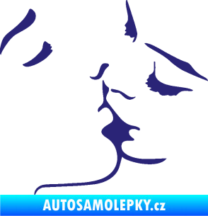 Samolepka Holčičí políbení levá střední modrá
