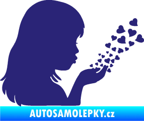 Samolepka Holčička se srdíčky pravá střední modrá