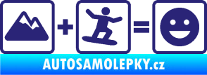 Samolepka Hory + snowboard = veselý smajlík střední modrá