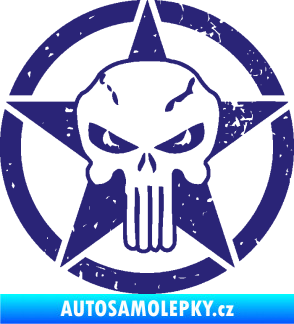 Samolepka Hvězda army 011 levá s lebkou střední modrá