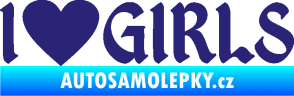 Samolepka I love girls nápis se srdcem střední modrá