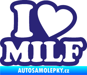 Samolepka I love milf 002 nápis střední modrá
