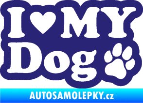 Samolepka I love my dog 002 střední modrá