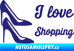Samolepka I love shopping nápis  střední modrá