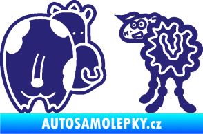 Samolepka JDM kravička a ovečka 002 levá střední modrá