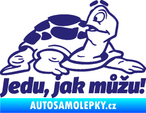 Samolepka Jedu, jak můžu! 001 pravá nápis se želvou střední modrá