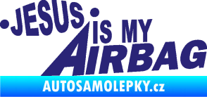 Samolepka Jesus is my airbag nápis střední modrá