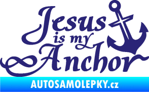 Samolepka Jesus is my anchor střední modrá