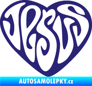 Samolepka Jesus nápis v srdíčku střední modrá