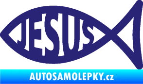 Samolepka Jesus rybička 003 křesťanský symbol střední modrá