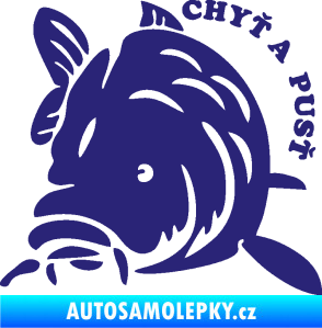 Samolepka Kapr 004 chyť a pusť levá střední modrá