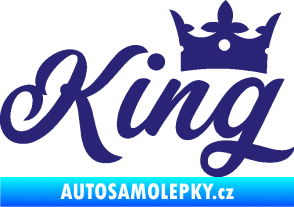 Samolepka King nápis s korunou střední modrá