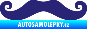 Samolepka Knír 001 movember, moustache styl střední modrá