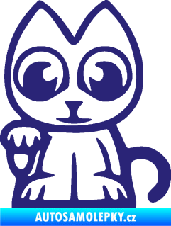 Samolepka Kočička lucky cat JDM levá střední modrá