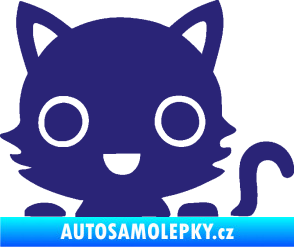 Samolepka Kočka 014 pravá kočka v autě střední modrá