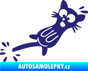 Samolepka Kočka přivřená do dveří pravá střední modrá