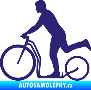 Samolepka Koloběžka 001 levá jízda  střední modrá