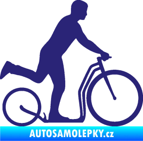 Samolepka Koloběžka 001 pravá jízda  střední modrá