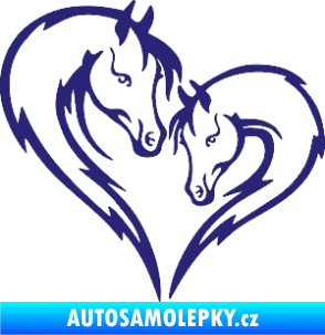 Samolepka Koníci 002 - levá srdíčko kůň s hříbátkem střední modrá