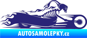 Samolepka Kostra na motorce s plameny pravá střední modrá