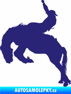 Samolepka Kovboj 001 levá rodeo na koni střední modrá