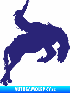 Samolepka Kovboj 001 pravá rodeo na koni střední modrá