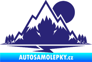 Samolepka Krajina hory 001 pravá střední modrá