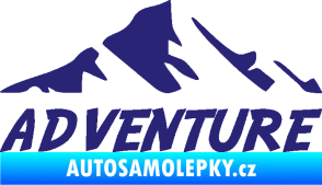 Samolepka Krajina hory 040 turistika, nápis Adventure střední modrá