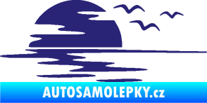 Samolepka Krajina moře 003 levá západ slunce odraz na hladině střední modrá