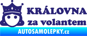 Samolepka Královna za volantem nápis střední modrá